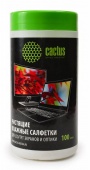 Чистящие средства  Салфетки Cactus CS-T1001 Туба с чистящими салфетками для экранов и оптики, 100 шт