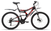 Велосипед BLACK ONE Hooligan Fs Disc 26" черно-красный 17" (H000003711)(скоростей 18, ТормозаJAK-YK5 дисковые механич., переключатели - SHIMANO RD-TY21A/DNP, диаметр колес 26", тип амортизации(вилка) - пружинная стальная, вид велосипеда - двухподв