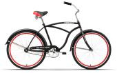 Велосипед BLACK ONE Mirage 26" черно-красный 20" (H000004193)(1 скорость, Ножной тормоз, переключатели - нет, диаметр колес - 26", тип амортизации(вилка) - жесткая стальная, вид велосипеда - круизер, материал рамы - сталь, размер рамы - 20".)