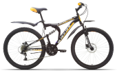 Велосипед BLACK ONE Totem 26" Black/Yellow 18"(H000001596)(скоростей - 18, Тормоза JAK-YK5 дисковые механич., переключатели - SHIMANO RD-TY21A/DNP, диаметр колес - 26", тип амортизации(вилка) - пружинная стальная, вид велосипеда - двухподвес, мате