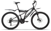 Велосипед BLACK ONE Phantom Disc 26" Black/White/Silver 16"(H000001735)(скоростей - 18, Тормоза JAK-YK5 дисковые механич., переключатели - SHIMANO RD-TY21A/DNP, диаметр колес - 26", тип амортизации(вилка) - пружинная стальная, вид велосипеда - дву