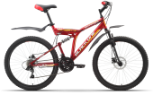 Велосипед BLACK ONE Descender Disc 26" Red/Yellow 18" (H000002144)(скоростей 18, ТормозаJAK-YK5 дисковые механич., переключатели - SHIMANO RD-TY21A/DNP, диаметр колес 26", тип амортизации(вилка) - пружинная стальная, вид велосипеда - двухподвес, м