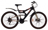 Велосипед CHALLENGER Genesis 26" Black/White/Blue 19"(H000001711)(скоростей - 18, Тормоза JAK-YK5 дисковые механич., переключатели - Power RD18-A/DNP, диаметр колес - 26", тип амортизации(вилка) - пружинная стальная, вид велосипеда - двухподвес, м