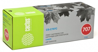 Тонер Картридж Cactus CS-C707C голубой для Canon LBP-5000 (2000стр.)