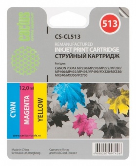 Картридж струйный Cactus CS-CL513 многоцветный для Canon Pixma MP240/MP250 (12мл)